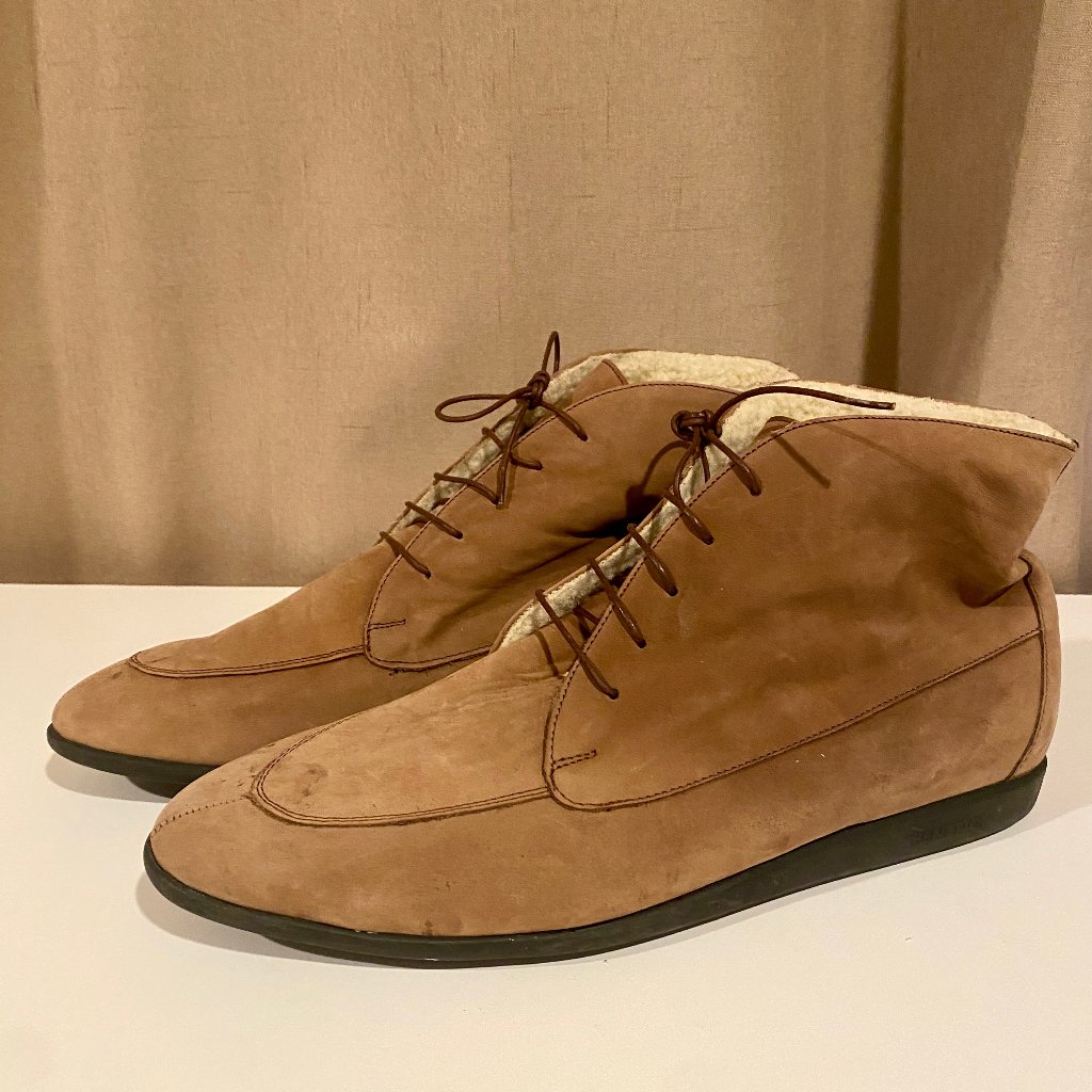 Vintage United Colors Of Benetton Moccasin Boots - Sherpa Lined Suede, Size 8